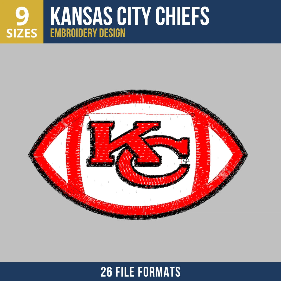 Kansas City Chiefs KC Football Logo Embroidery Design
