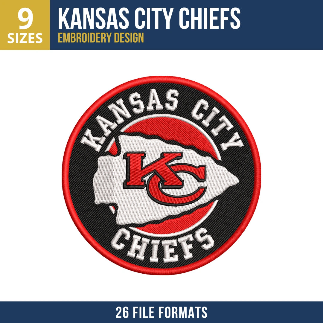 Kansas City Chiefs Circle Badge Embroidery Design
