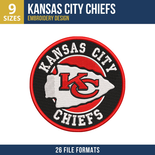 Kansas City Chiefs Circle Badge Embroidery Design