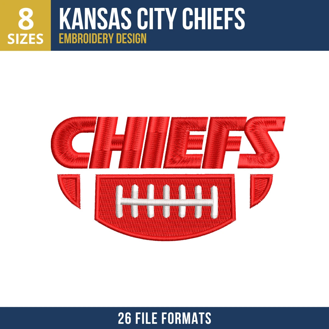 Kansas City Chiefs Football Badge Embroidery Design