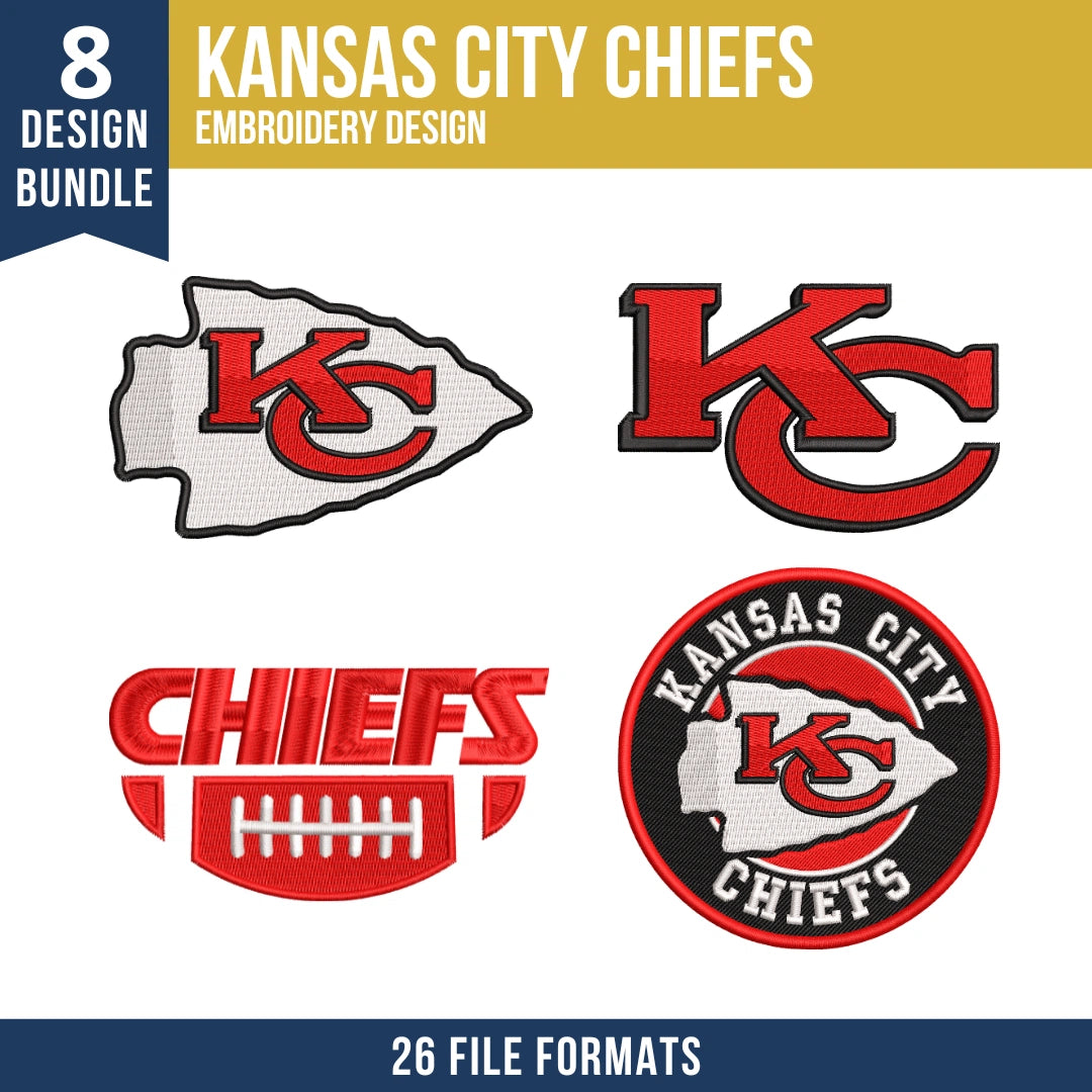 Kansas City Chiefs Embroidery Bundle 8 Designs | NFL