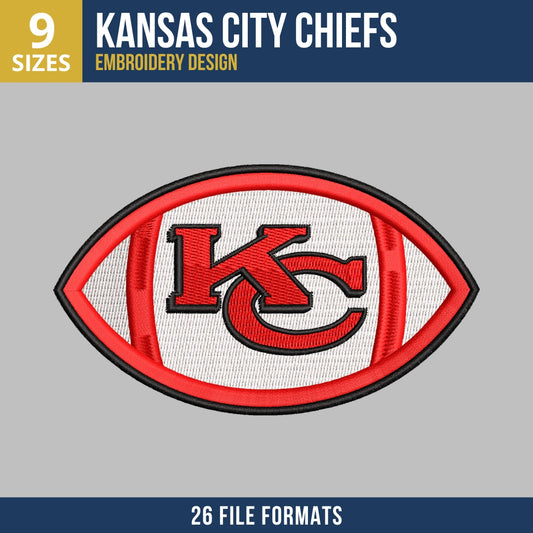 Kansas City Chiefs KC Football Logo Embroidery Design