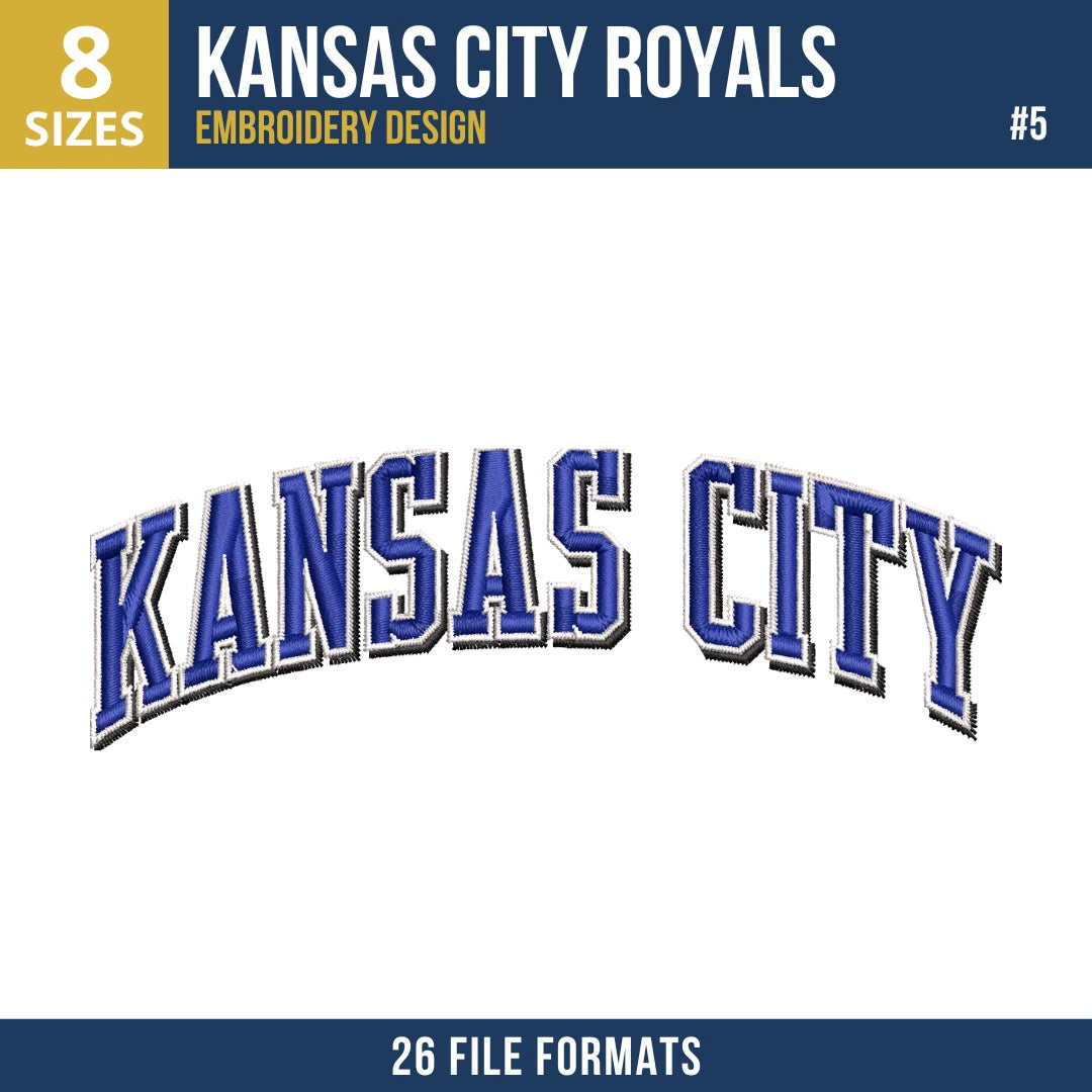 Kansas City Royals Embroidery Bundle – 7 Designs, 26 Formats