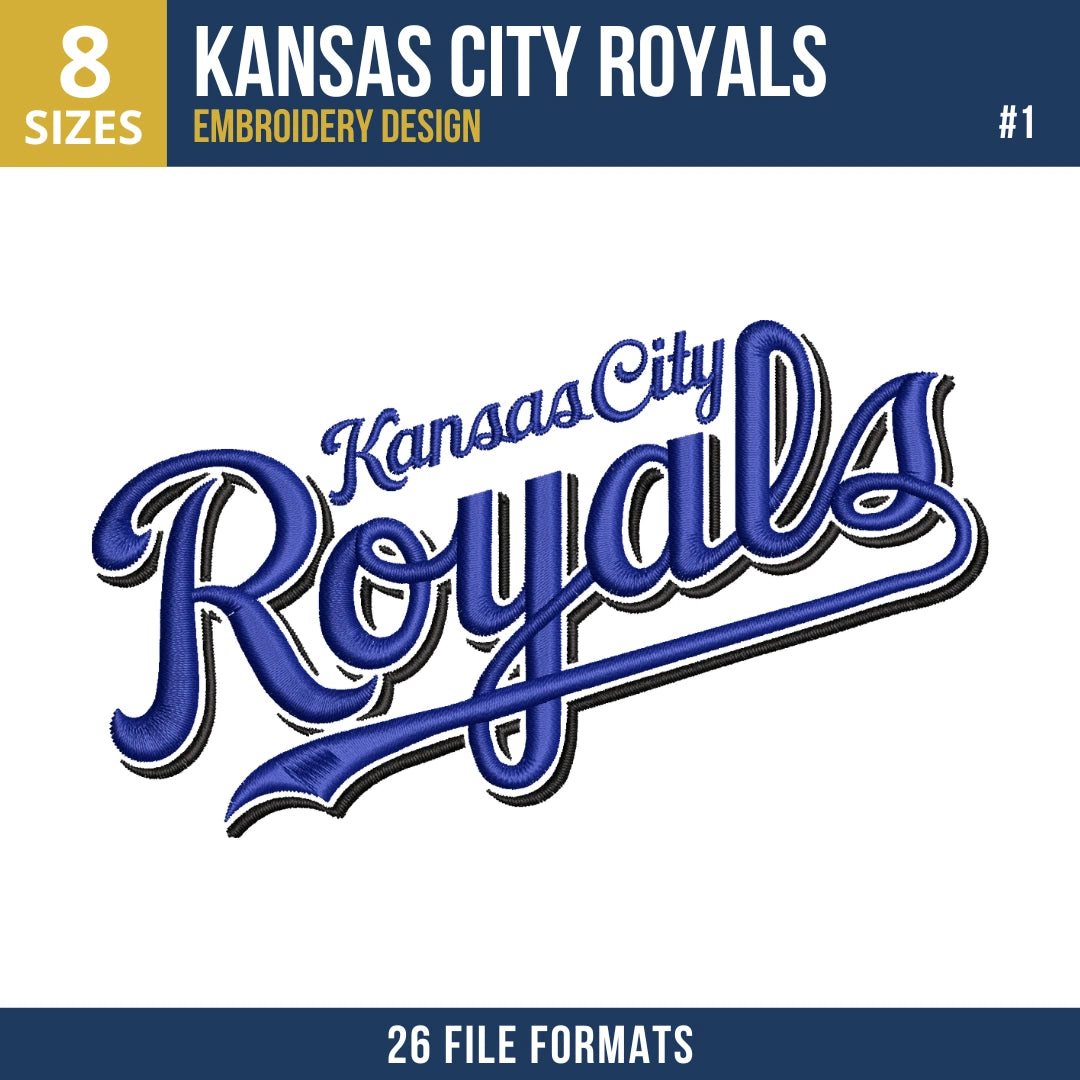 Kansas City Royals Embroidery Bundle – 7 Designs, 26 Formats