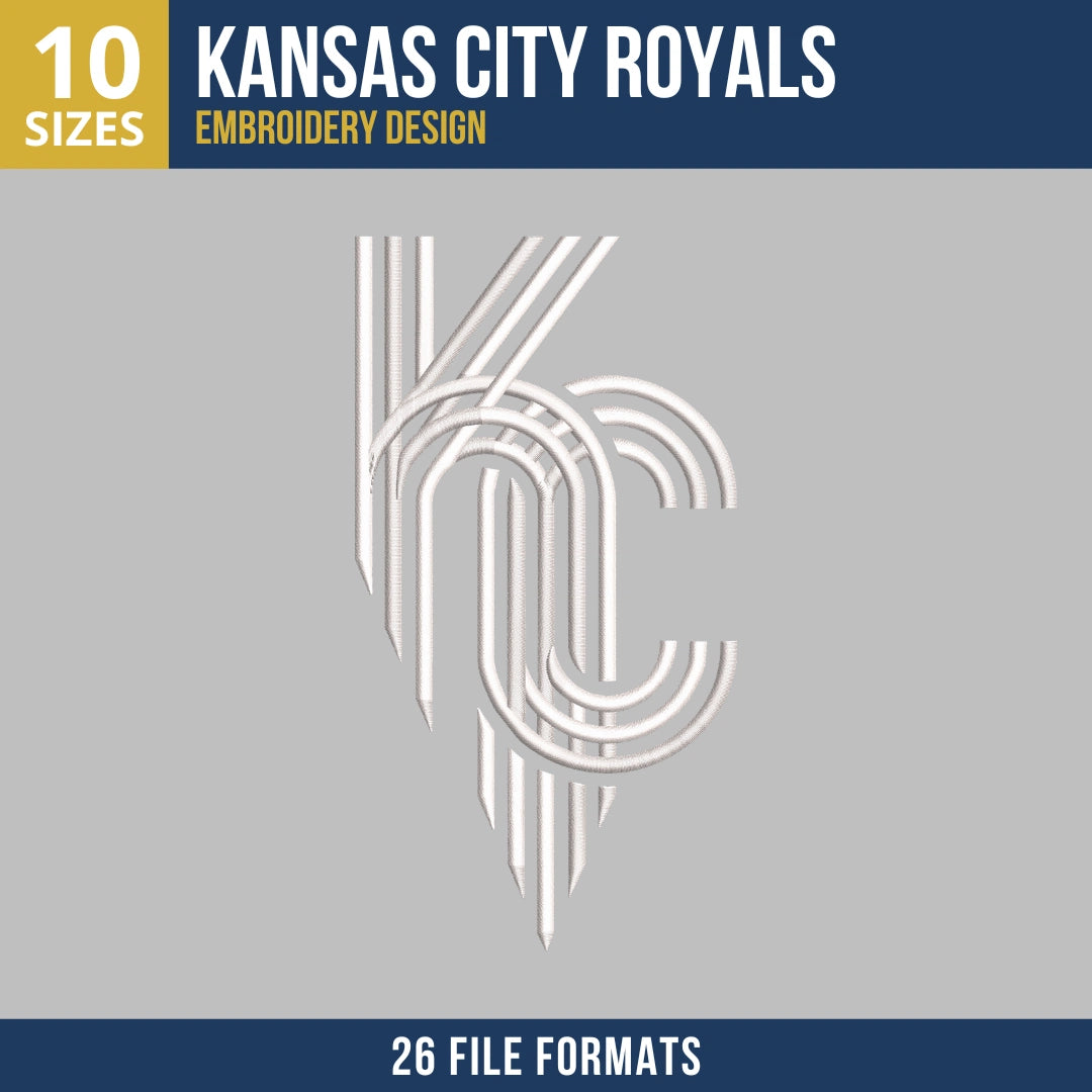 Kansas City Royals KC Line Art Embroidery Design
