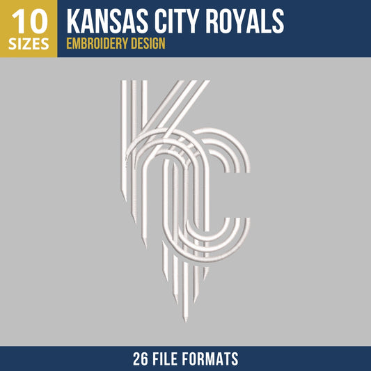 Kansas City Royals KC Line Art Embroidery Design
