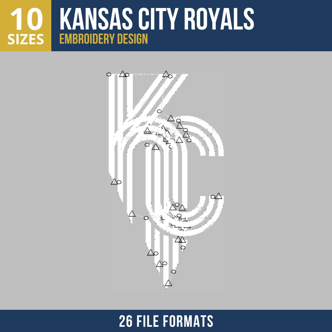 Kansas City Royals KC Line Art Embroidery Design