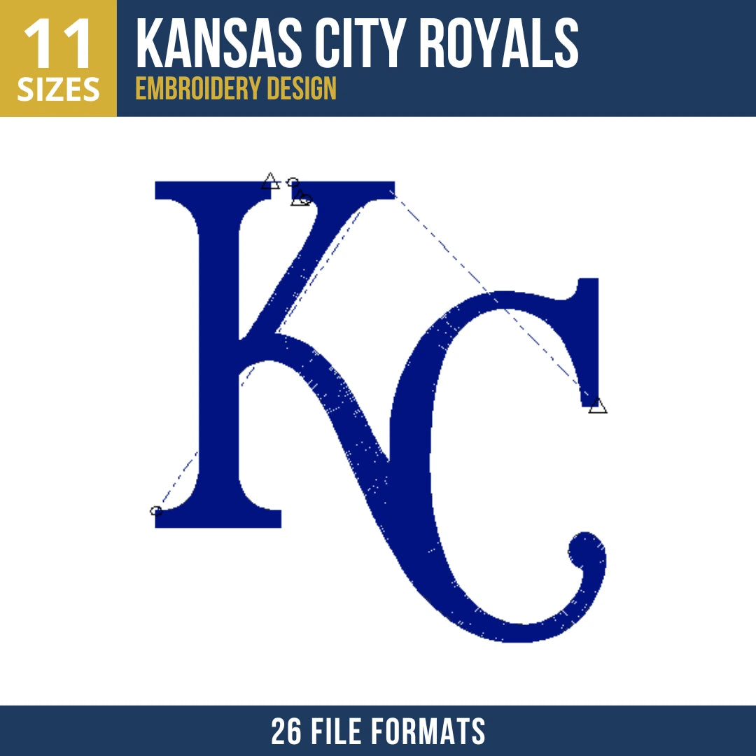 Kansas City Royals KC Serif Monogram Embroidery Design