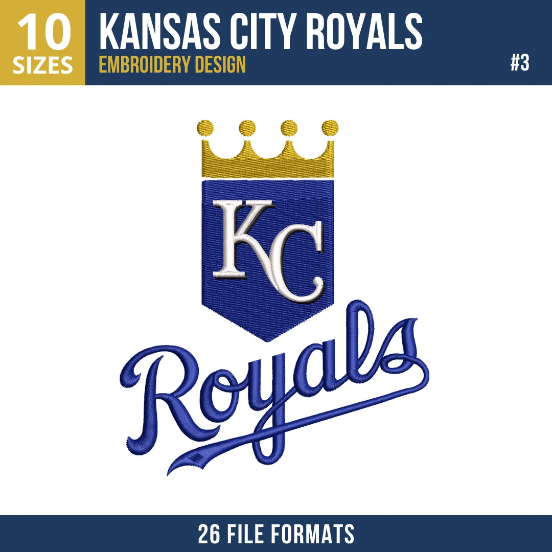 Kansas City Royals Embroidery Bundle – 7 Designs, 26 Formats