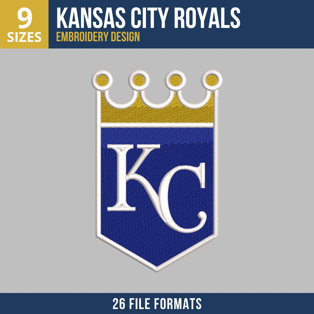 Kansas City Royals Crown Shield Logo Embroidery Design