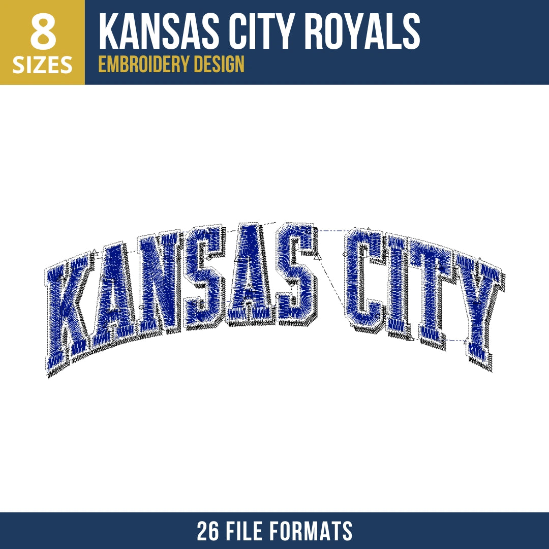 Kansas City Royals Arched Wordmark Embroidery Design