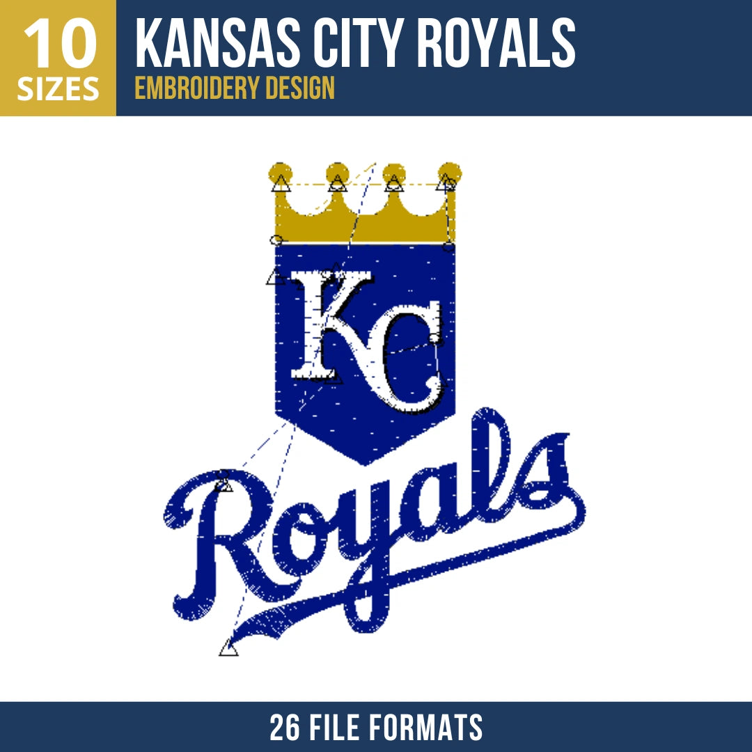 Kansas City Royals Crown Shield Wordmark Embroidery Design