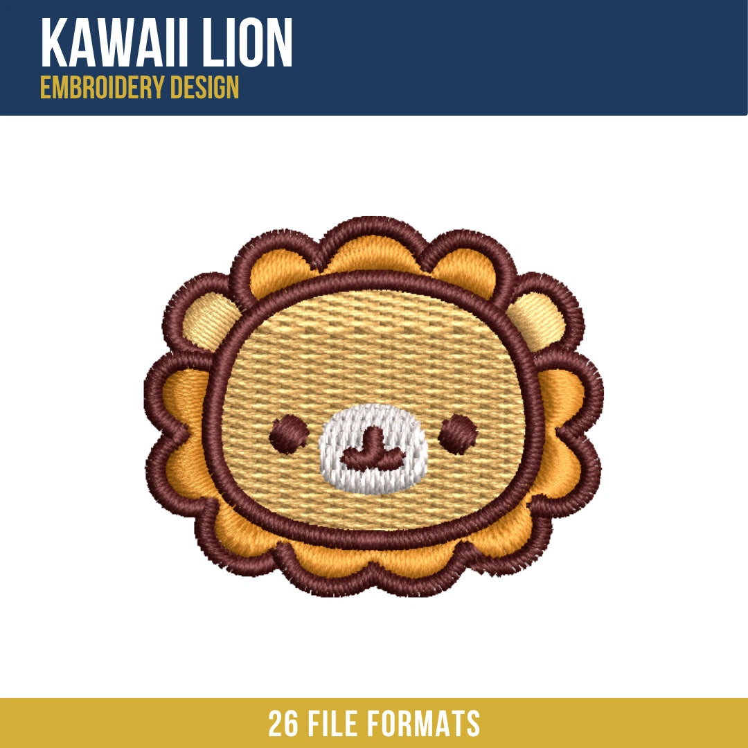 Kawaii Lion Embroidery Design