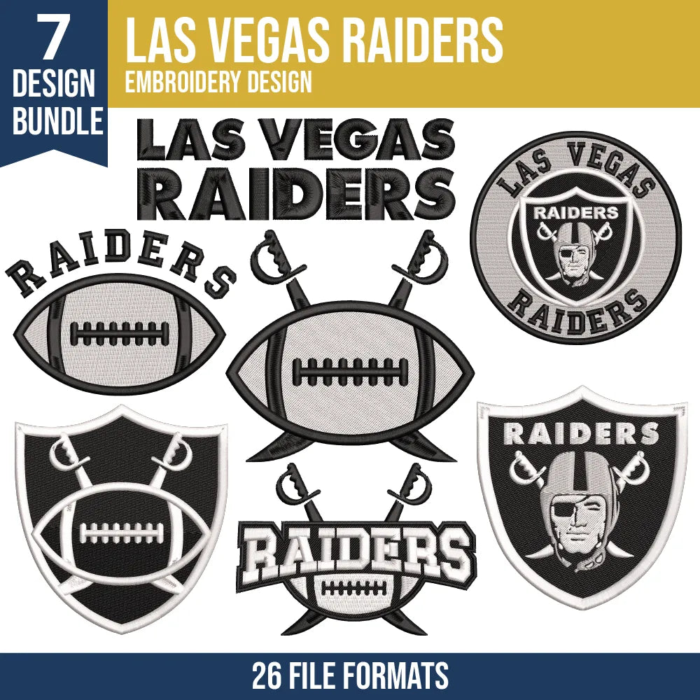Las Vegas Raiders Embroidery Bundle 7 Designs NFL