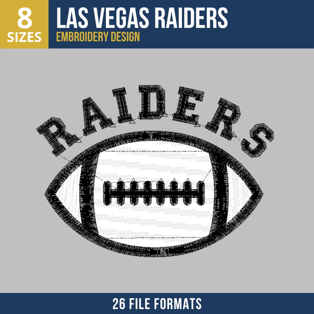 Las Vegas Raiders Arched Wordmark Football Embroidery Design