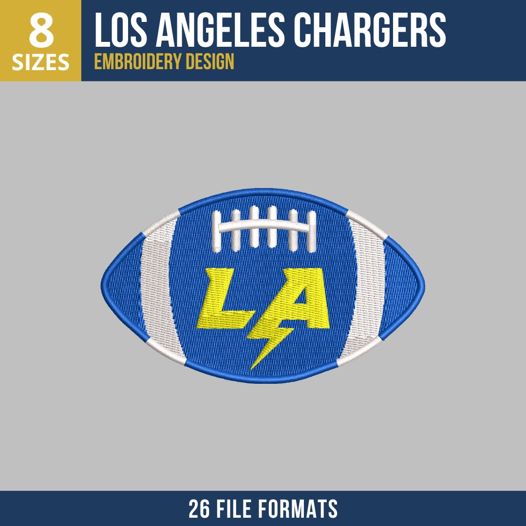 Los Angeles Chargers LA Lightning Football Embroidery Design
