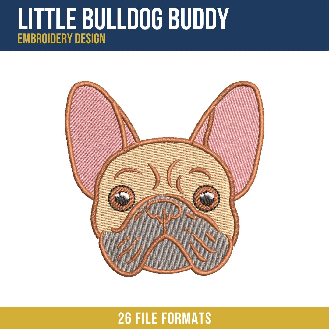 Bulldog Buddy Embroidery Design