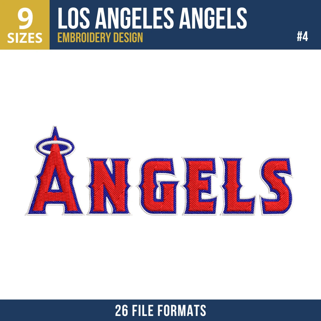 Los Angeles Angels Embroidery Bundle – 7 Designs, 26 Formats