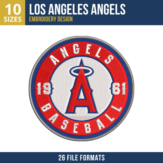 Los Angeles Angels Baseball Heritage Badge Embroidery Design