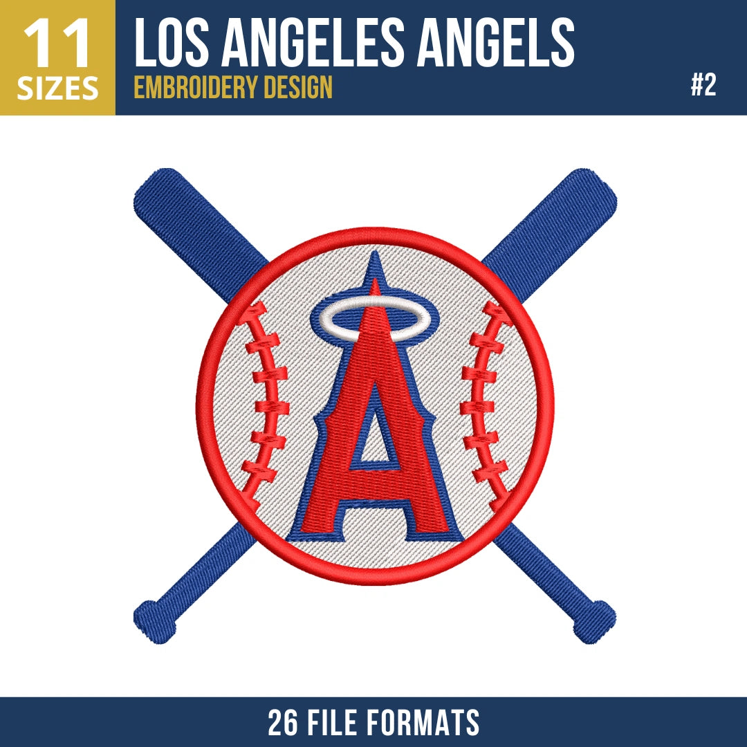 Los Angeles Angels Embroidery Bundle – 7 Designs, 26 Formats