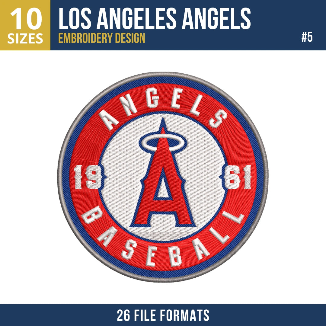 Los Angeles Angels Embroidery Bundle – 7 Designs, 26 Formats