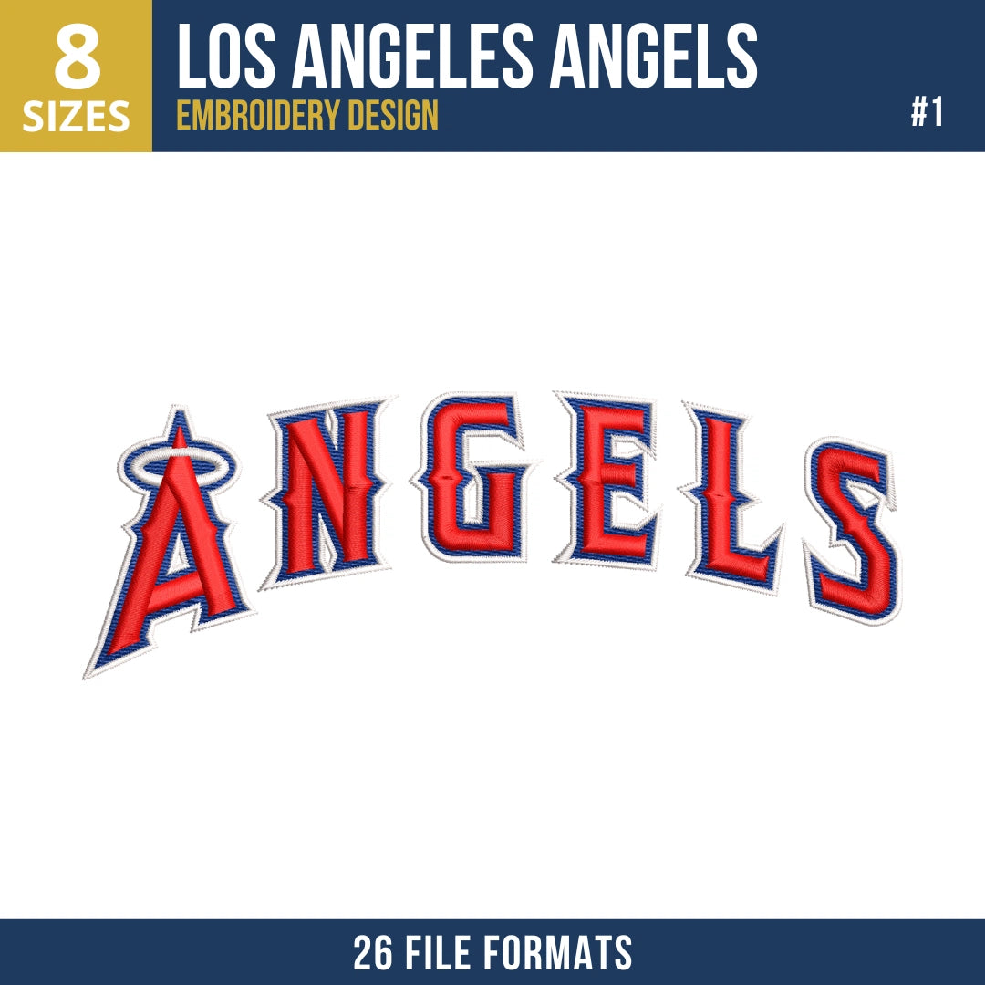 Los Angeles Angels Embroidery Bundle – 7 Designs, 26 Formats