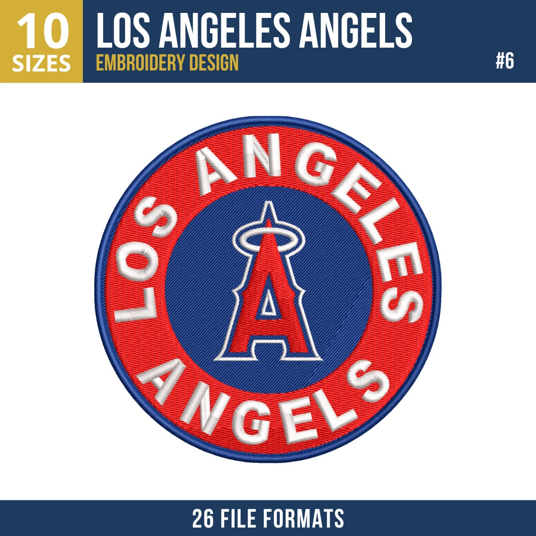 Los Angeles Angels Embroidery Bundle – 7 Designs, 26 Formats