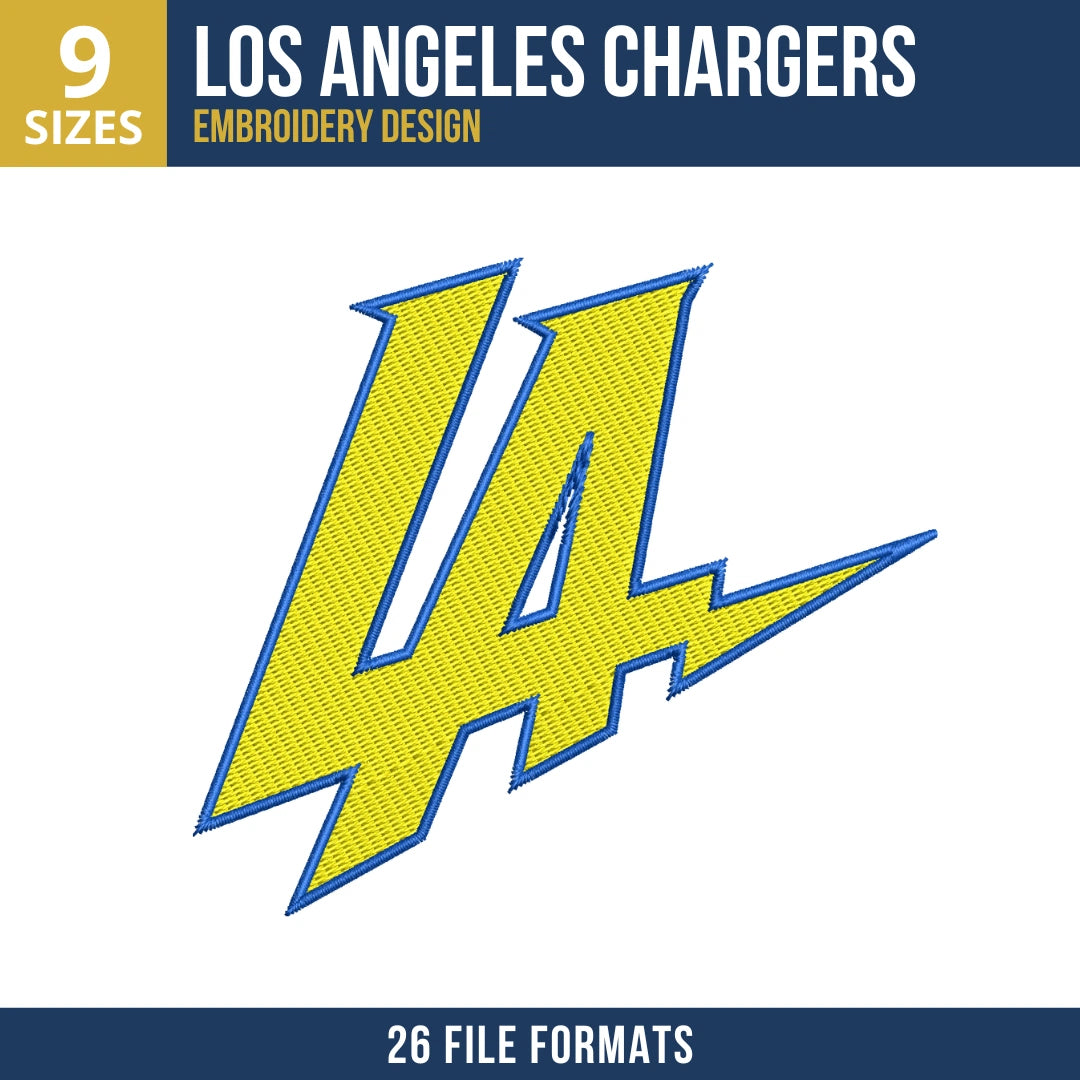 Los Angeles Chargers LA Lightning Bolt Primary Logo Embroidery Design
