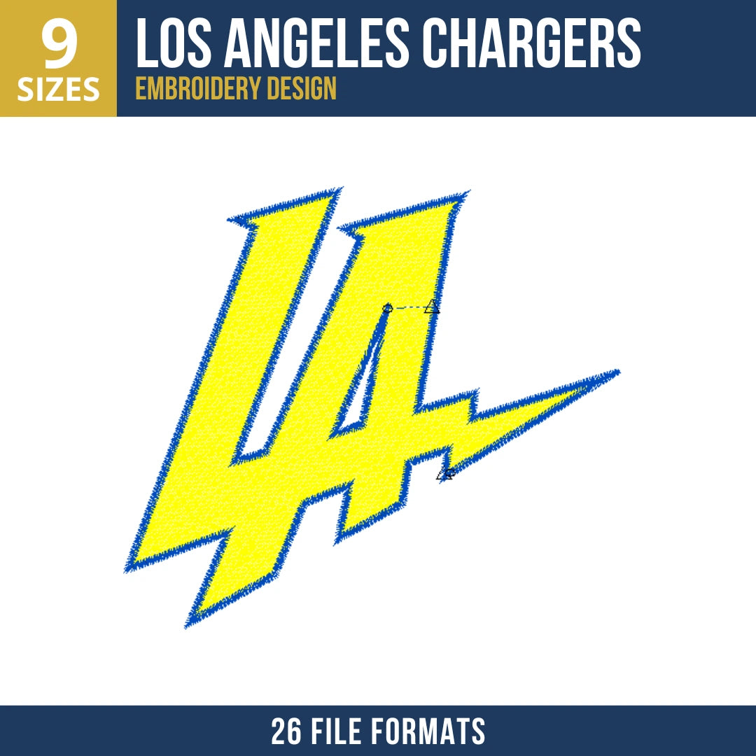 Los Angeles Chargers LA Lightning Bolt Primary Logo Embroidery Design