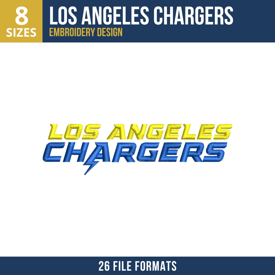 Los Angeles Chargers Stacked Wordmark Embroidery Design