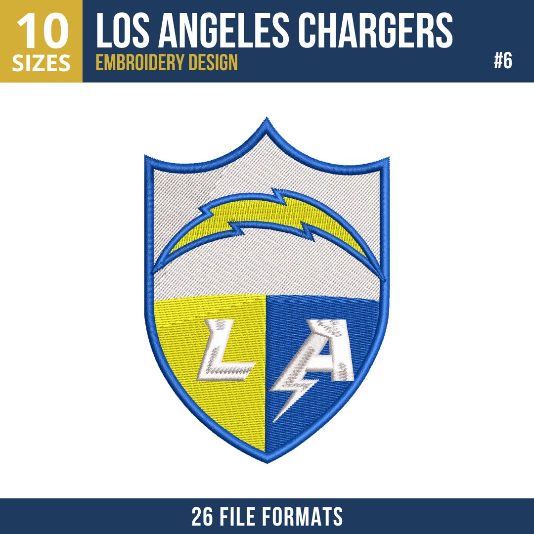 Los Angeles Chargers Embroidery Design Bundle – 10 NFL Designs
