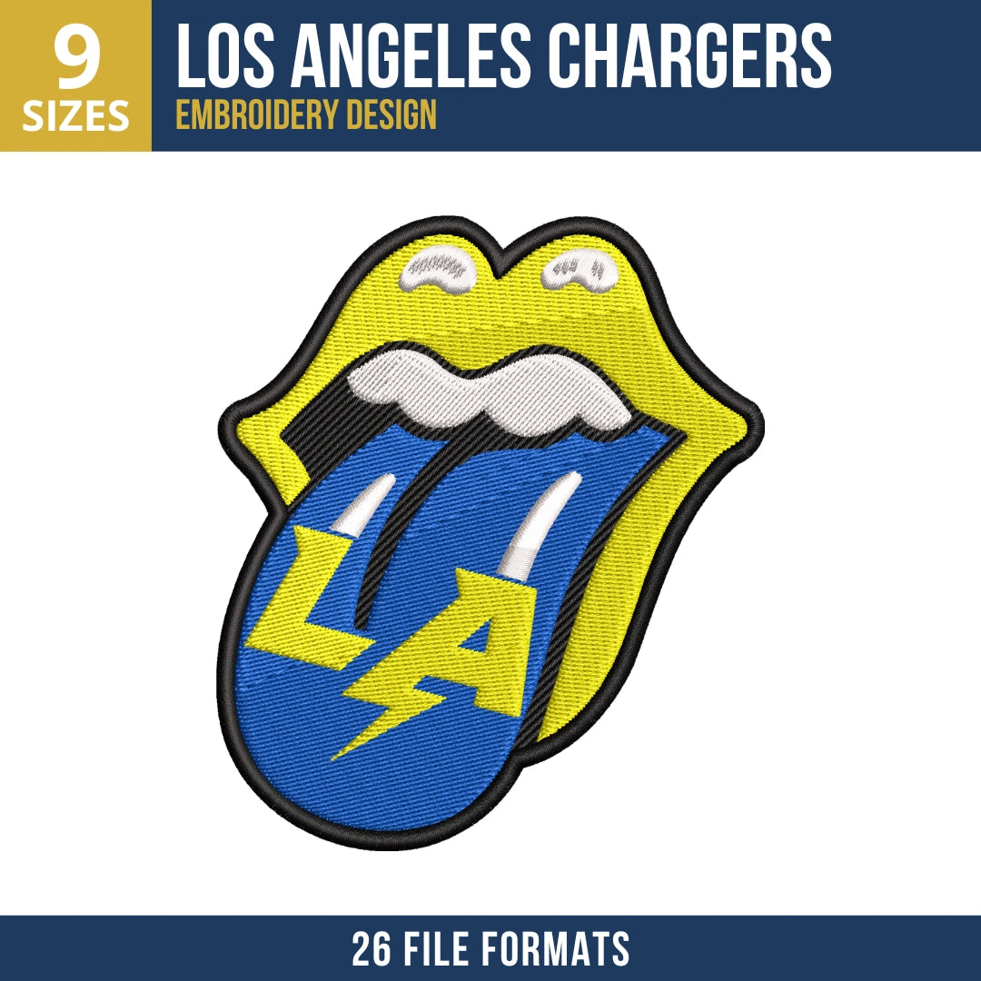 Los Angeles Chargers Lips Tongue Logo Embroidery Design