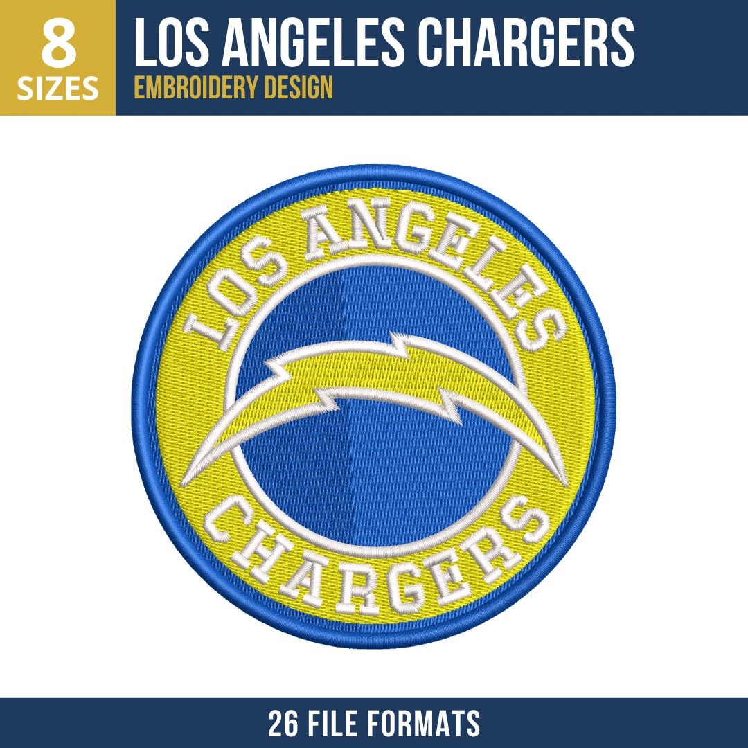 Los Angeles Chargers Circle Badge Embroidery Design