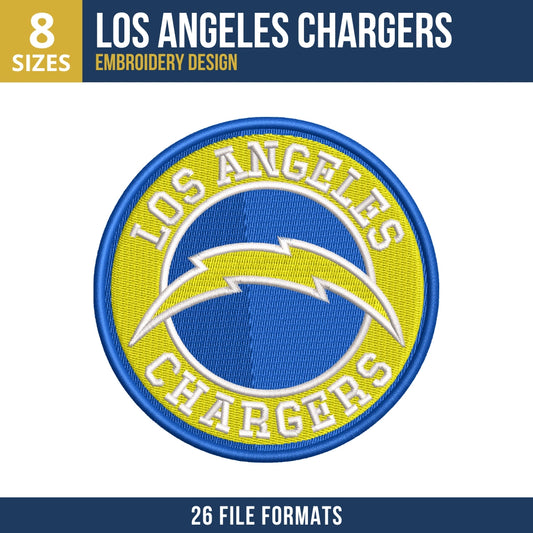Los Angeles Chargers Circle Badge Embroidery Design