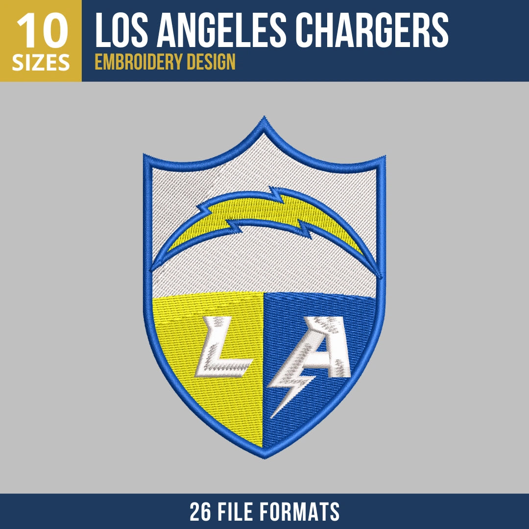 Los Angeles Chargers Heraldic Shield Crest Embroidery Design