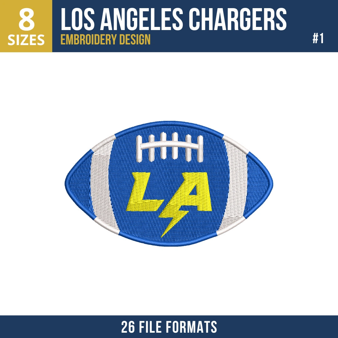 Los Angeles Chargers Embroidery Design Bundle – 10 NFL Designs