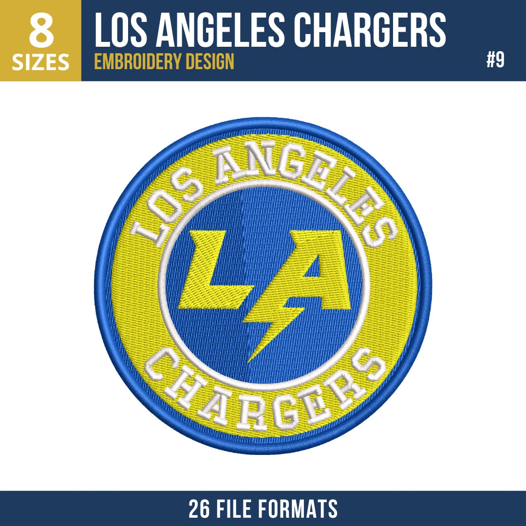 Los Angeles Chargers Embroidery Design Bundle – 10 NFL Designs