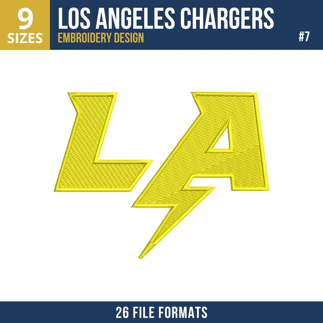 Los Angeles Chargers Embroidery Design Bundle – 10 NFL Designs