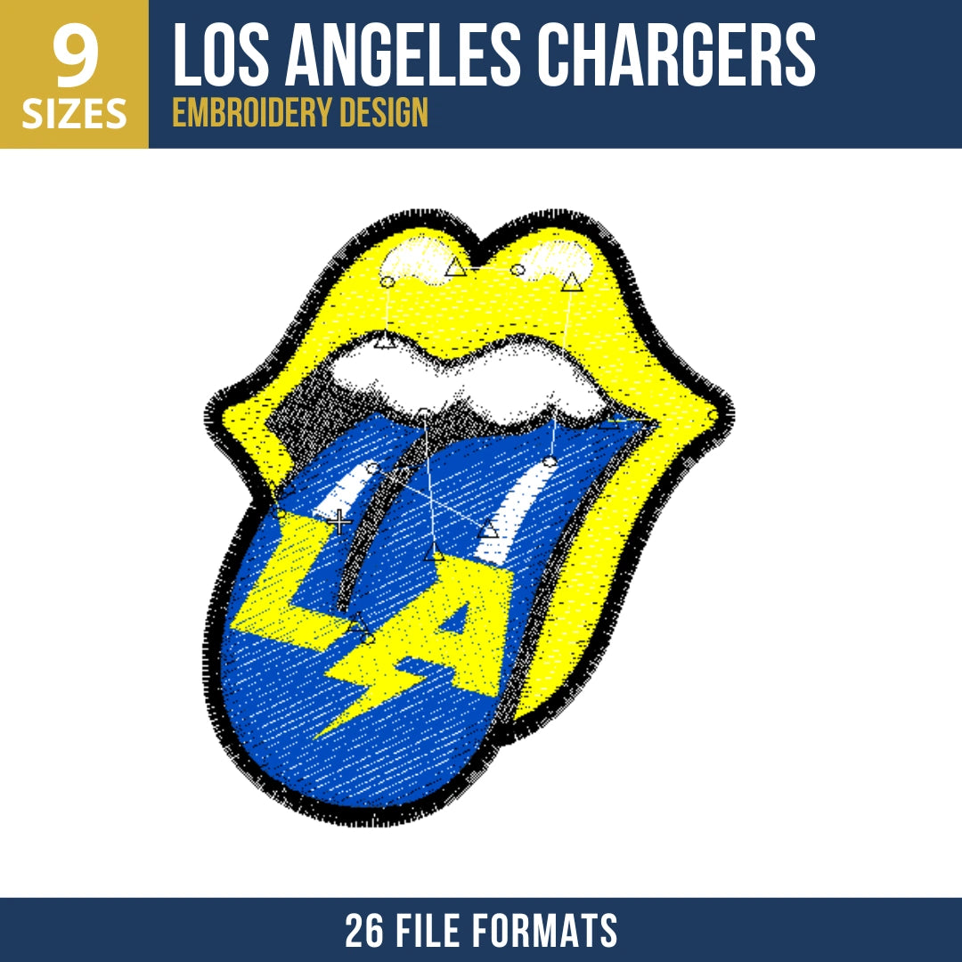 Los Angeles Chargers Lips Tongue Logo Embroidery Design