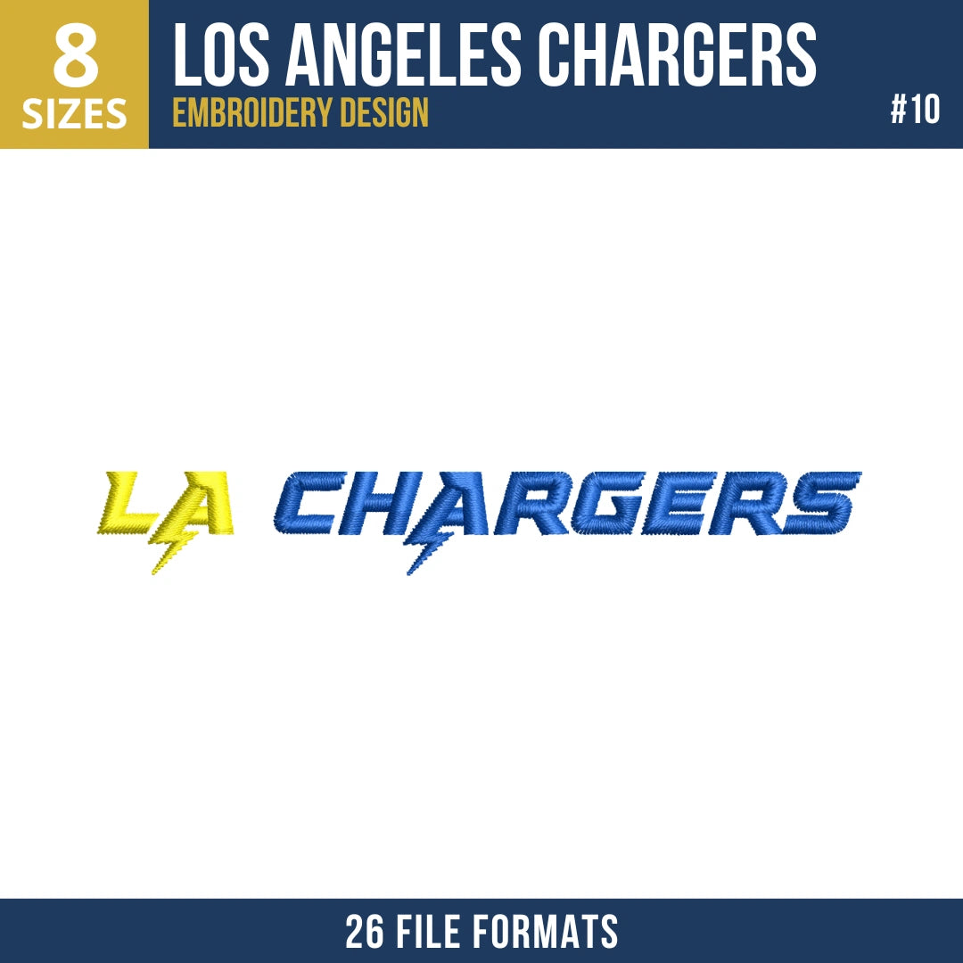 Los Angeles Chargers Embroidery Design Bundle – 10 NFL Designs