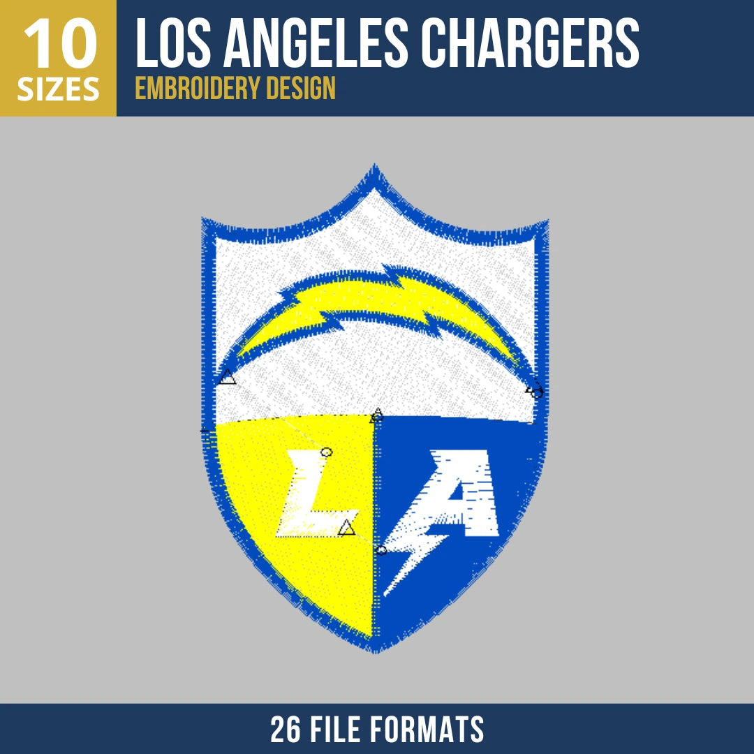 Los Angeles Chargers Heraldic Shield Crest Embroidery Design