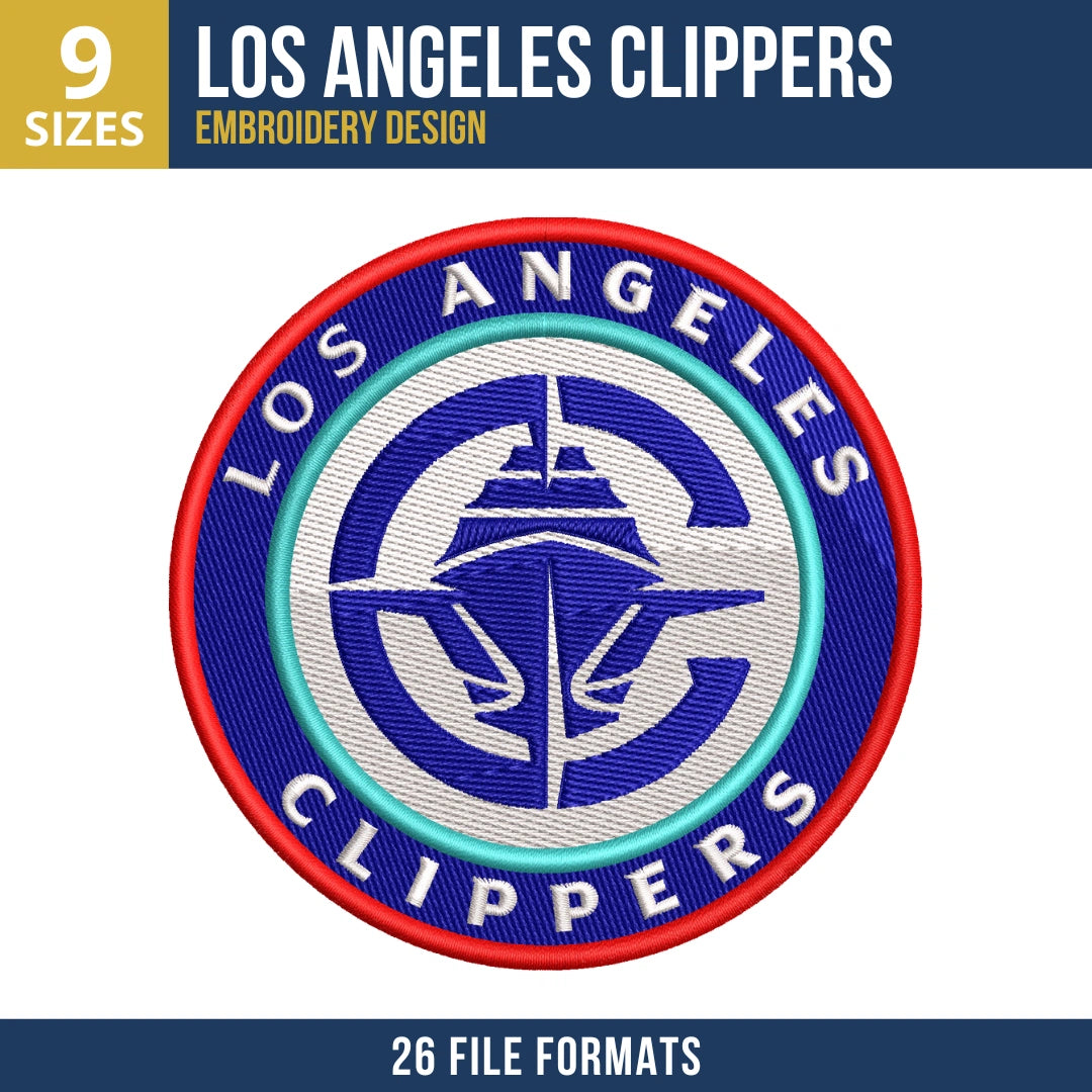 Los Angeles Clippers Badge Basketball Embroidery Design