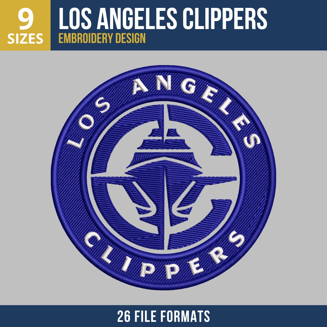 Los Angeles Clippers Ship Circle Badge Machine Embroidery Design