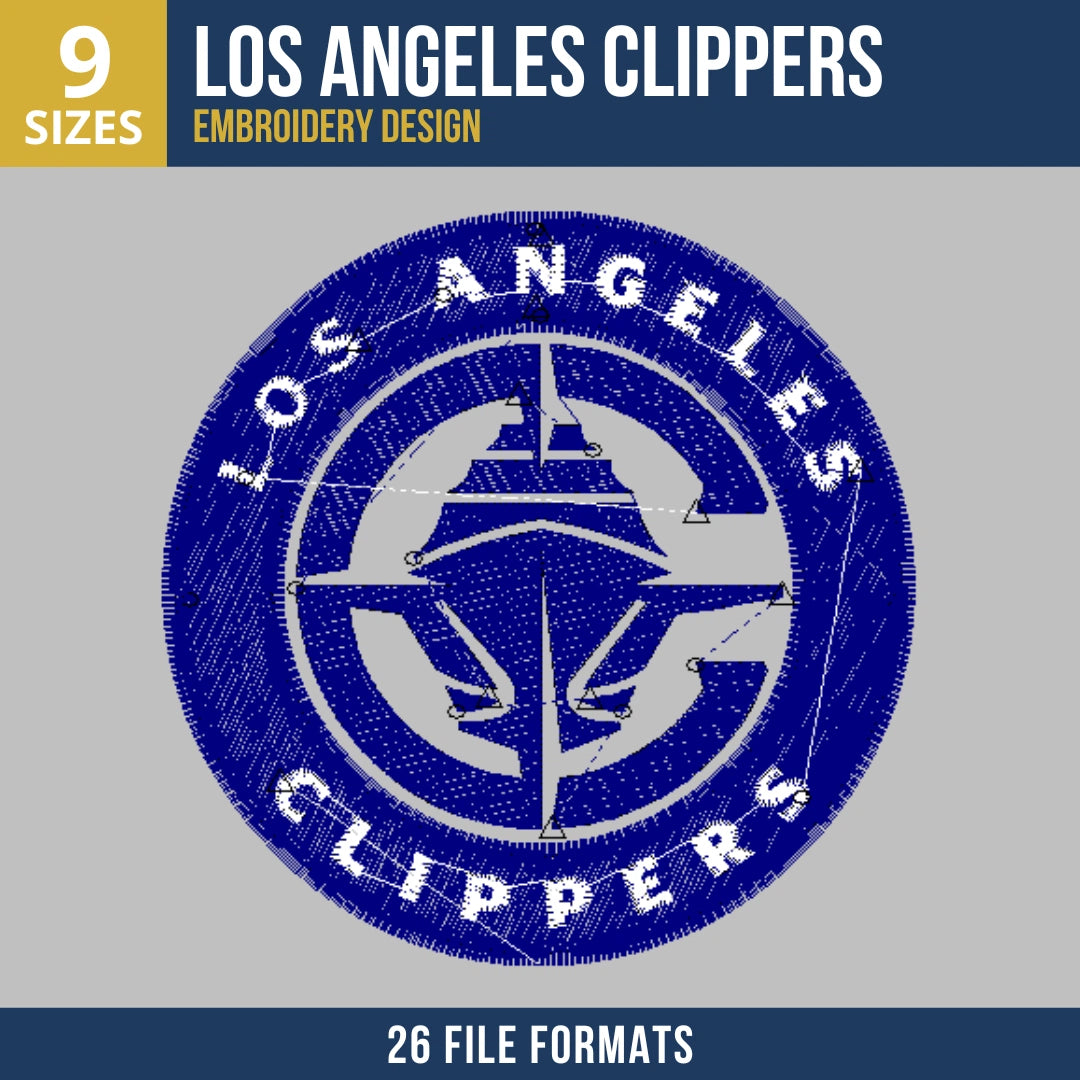 Los Angeles Clippers Ship Circle Badge Machine Embroidery Design