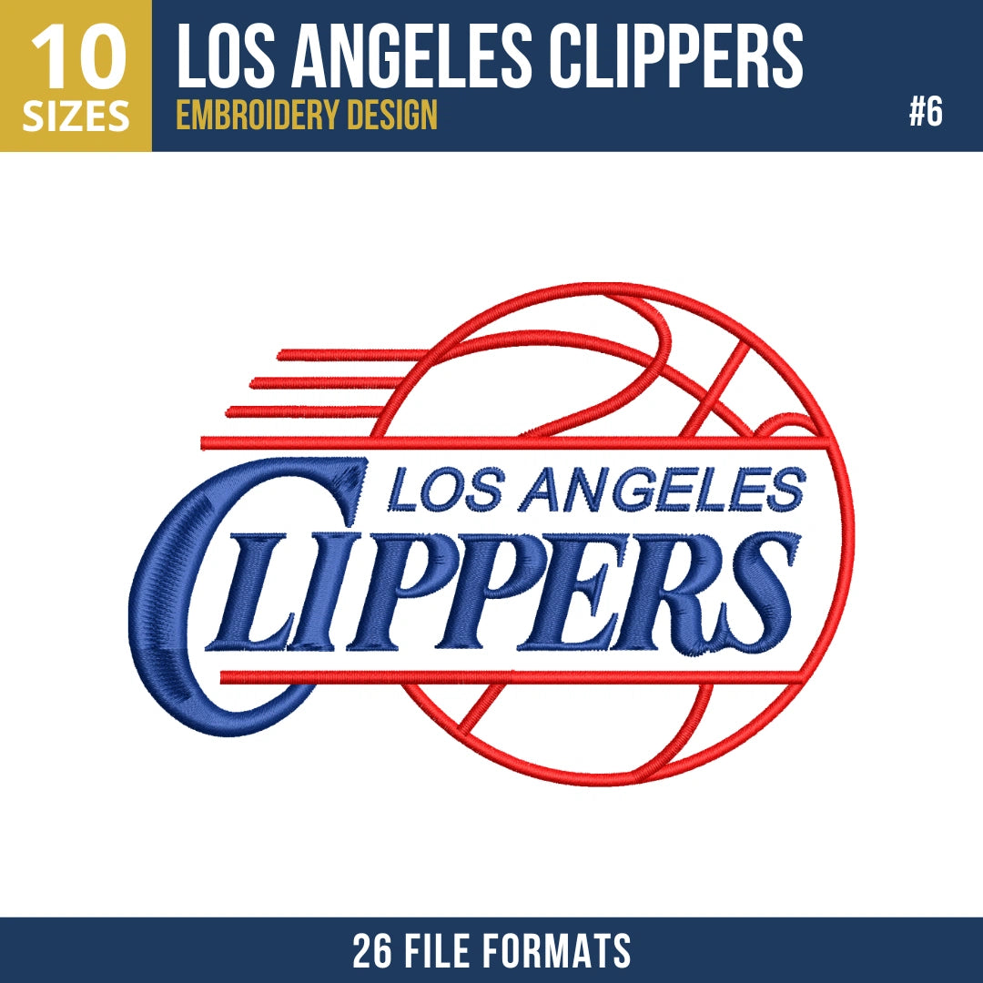Los Angeles Clippers Embroidery Design Bundle | 10 NBA Logo Files
