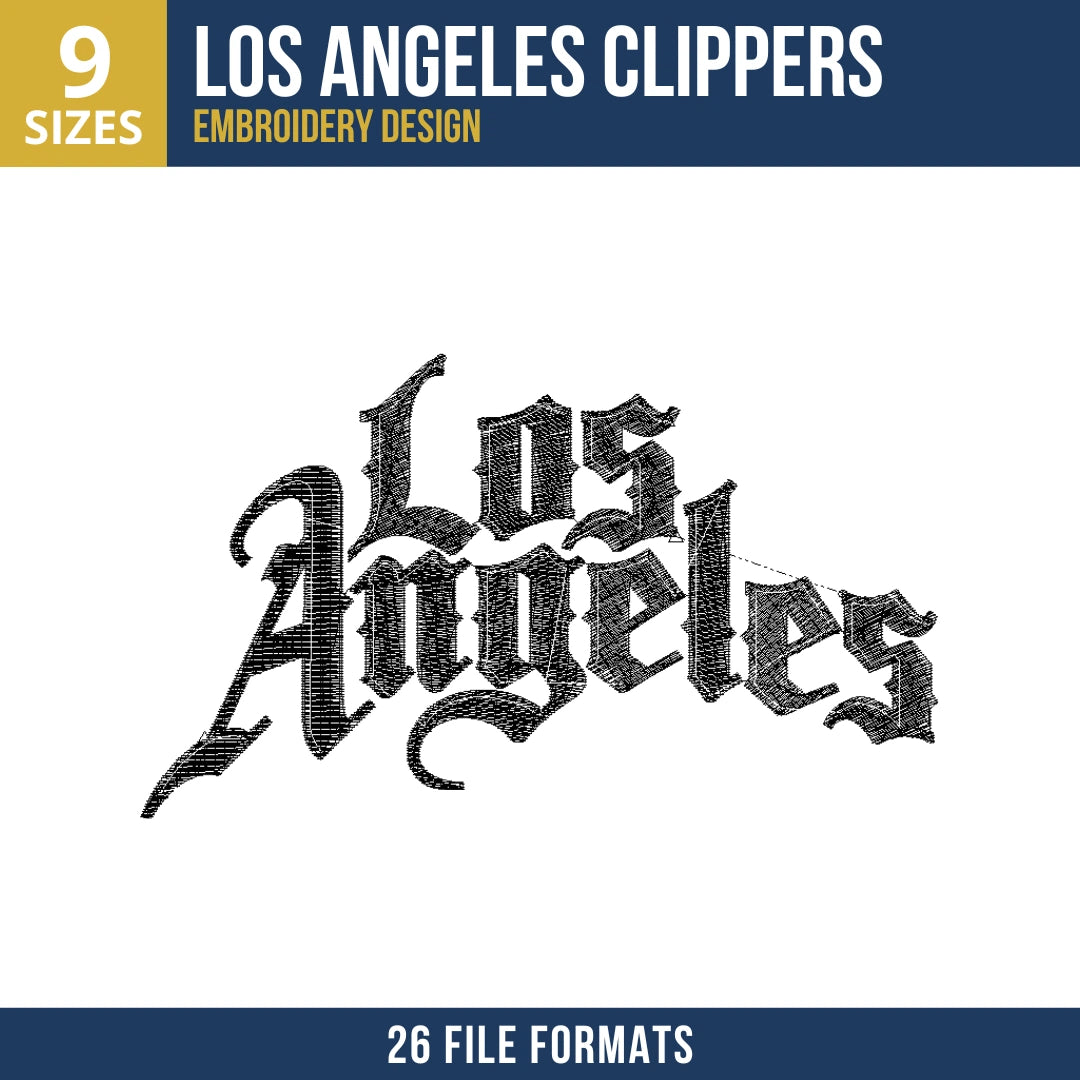 Los Angeles Clippers Gothic Los Angeles Embroidery Design