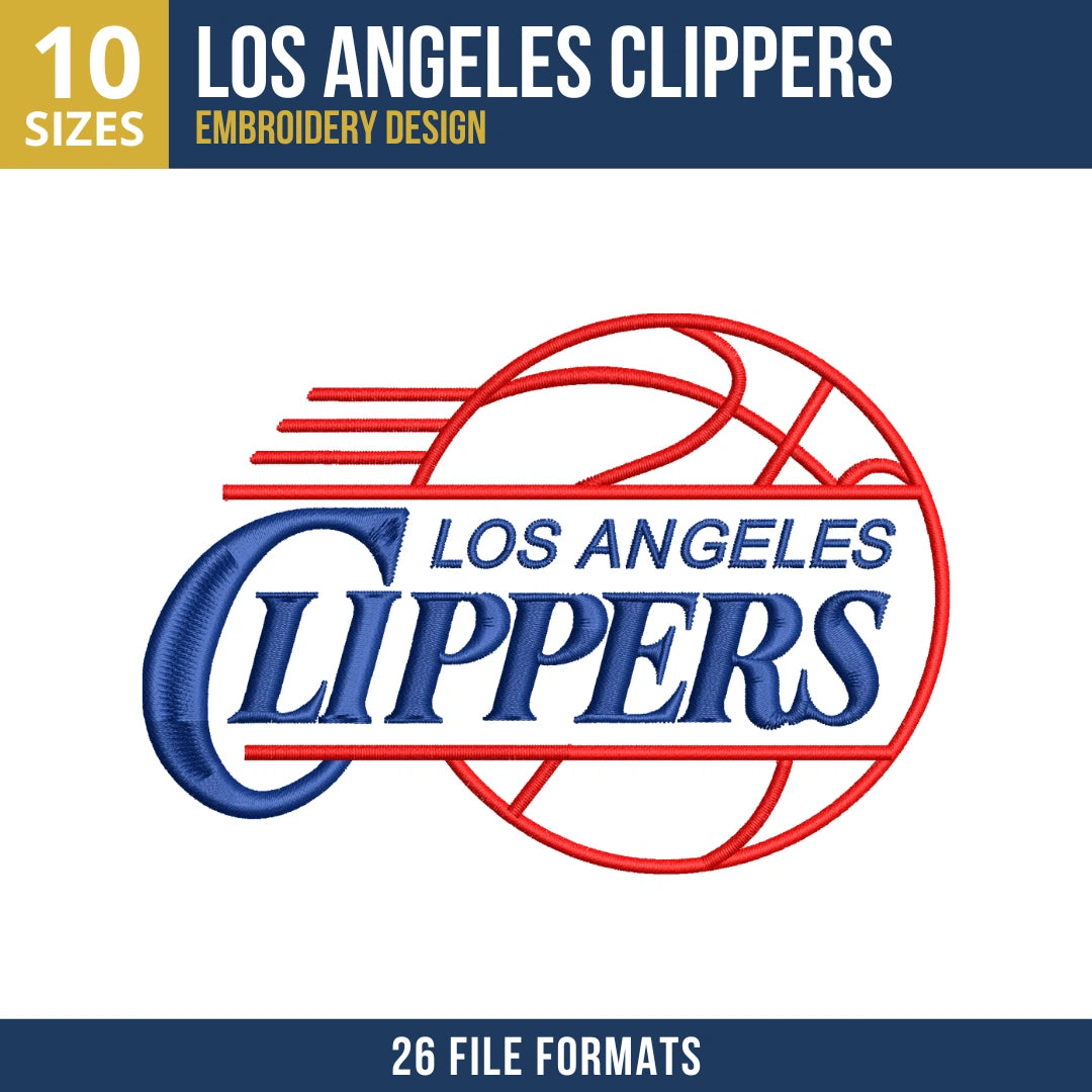 Los Angeles Clippers Basketball Outline Embroidery Design