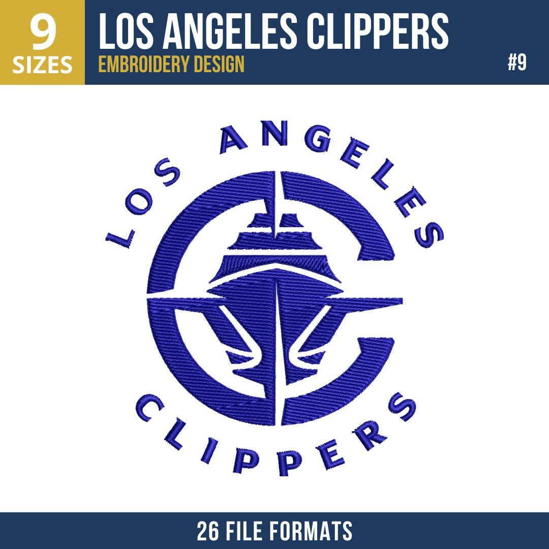 Los Angeles Clippers Embroidery Design Bundle | 10 NBA Logo Files