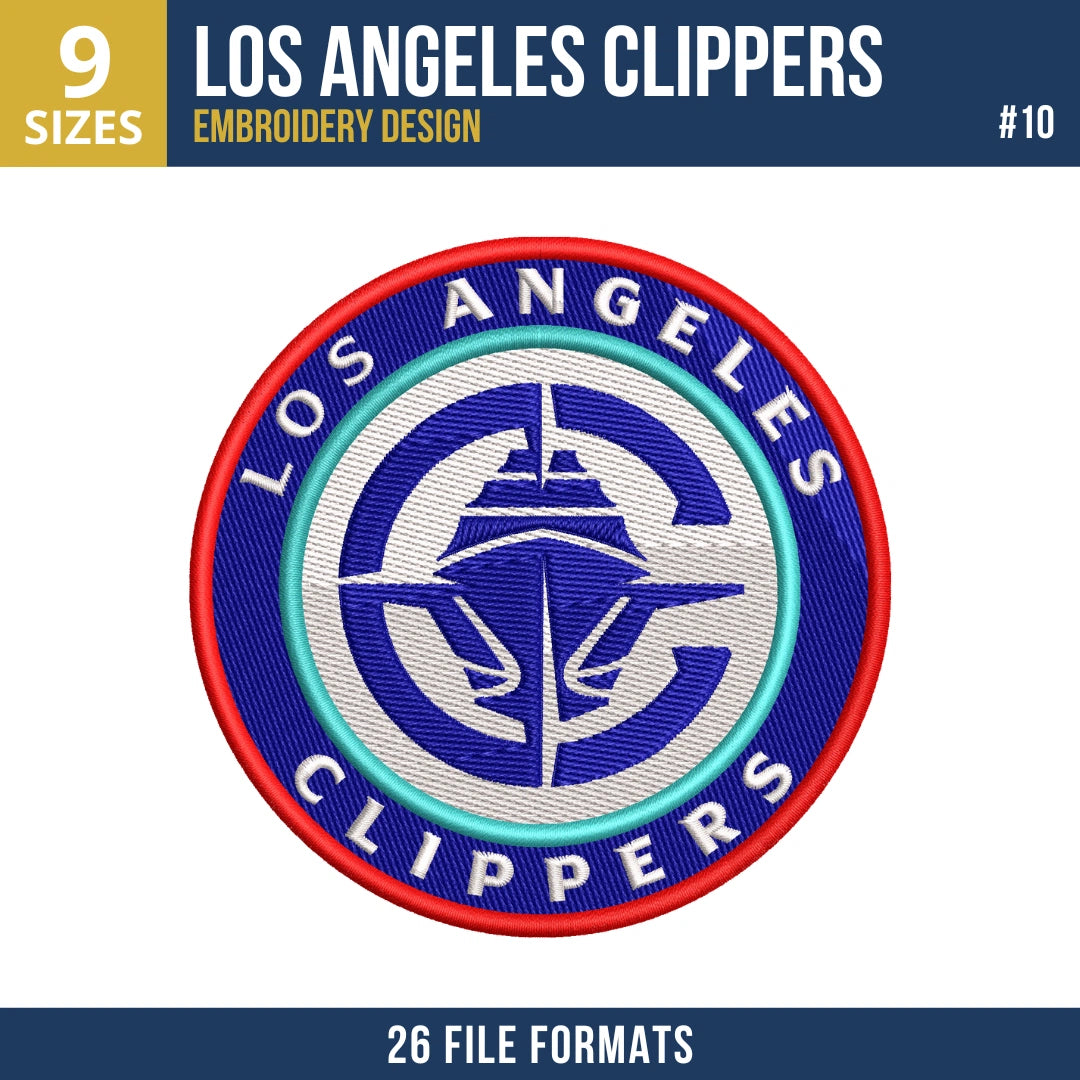 Los Angeles Clippers Embroidery Design Bundle | 10 NBA Logo Files