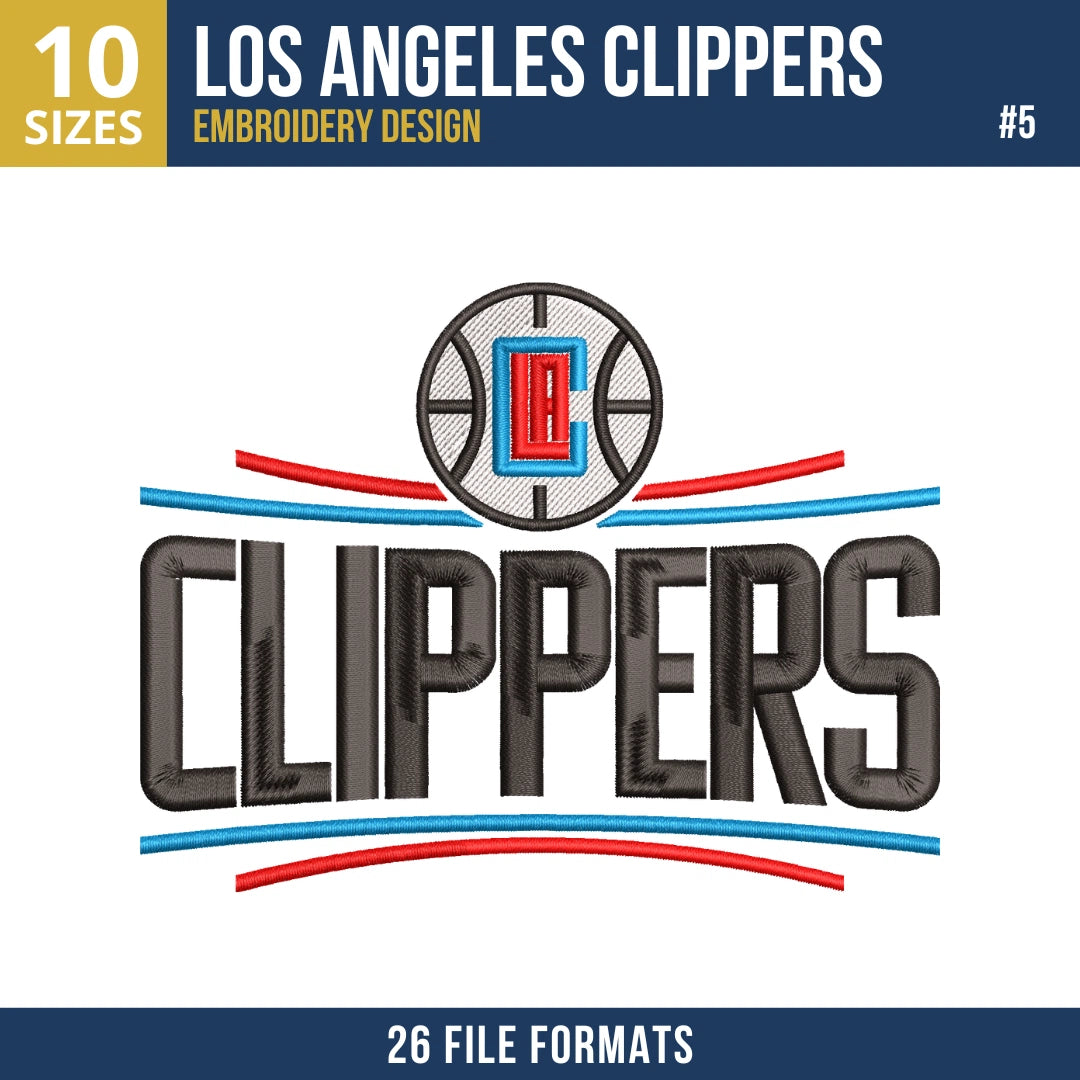 Los Angeles Clippers Embroidery Design Bundle | 10 NBA Logo Files